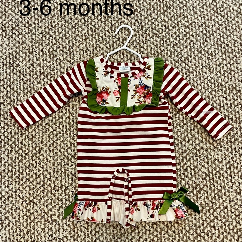 Striped Baby Romper with Floral Accents